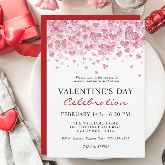 Invitation Saint Valentin avec les Coeurs rouges