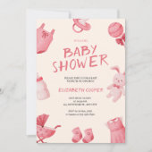 Invitation Saint Valentin Baby shower de filles (Devant)