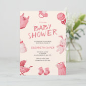 Invitation Saint Valentin Baby shower de filles (Debout devant)