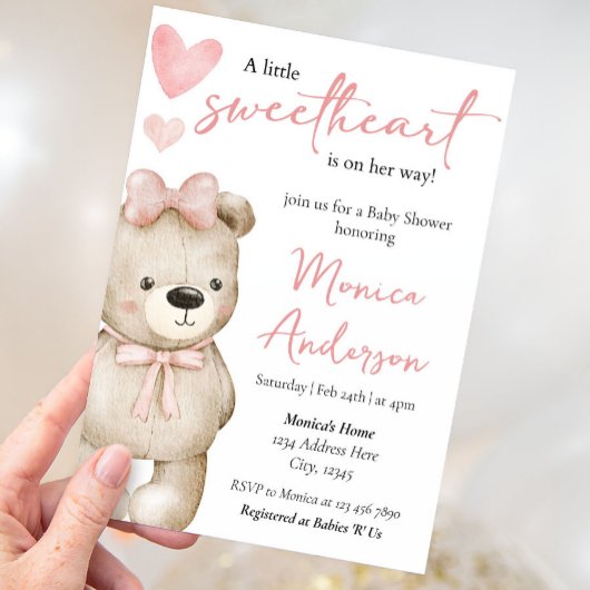 Invitation Saint Valentin Baby shower fille