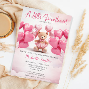 Invitation Saint Valentin baby shower mignon ours amour