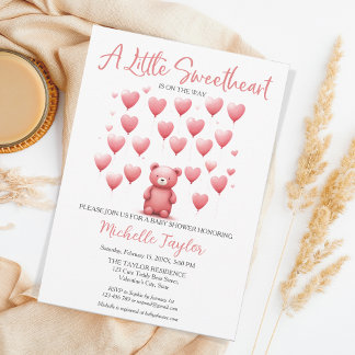 Invitation Saint Valentin baby shower mignon ours amour