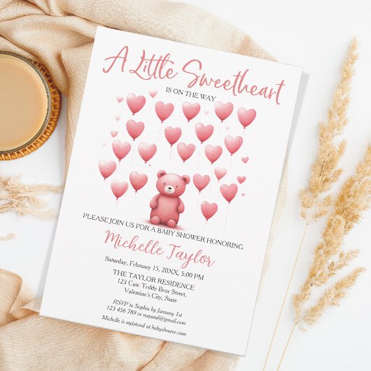 Invitation Saint Valentin baby shower mignon ours amour