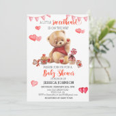 Invitation Saint Valentin Baby shower Teddy Bear Hearts (Debout devant)