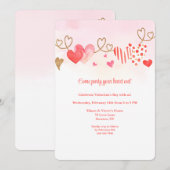 Invitation Saint-Valentin Bordure de cœur  (Devant / Derrière)