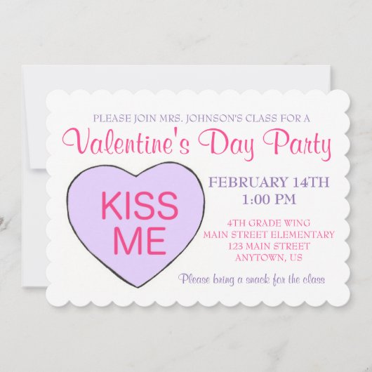 Invitation Saint Valentin Candy Conversation Coeur (Devant)