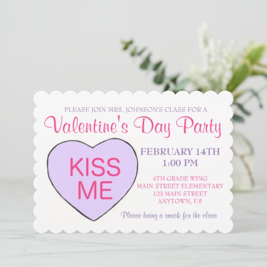 Invitation Saint Valentin Candy Conversation Coeur (Debout devant)