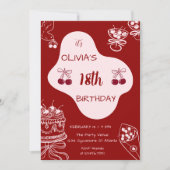 Invitation Saint-Valentin Cerise 18e Anniversaire (Devant)