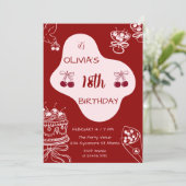 Invitation Saint-Valentin Cerise 18e Anniversaire (Debout devant)