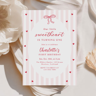 Invitation Saint-Valentin Chéri Cœurs Roses Rouges 1er Annive