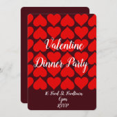 Invitation Saint Valentin coeur fantaisie dîner (Devant / Derrière)