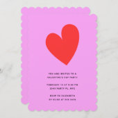 Invitation Saint Valentin Coeur : rose et rouge moderne (Devant / Derrière)