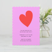 Invitation Saint Valentin Coeur : rose et rouge moderne (Debout devant)