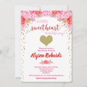 Invitation Saint Valentin coeur rose rouge baby shower (Devant)