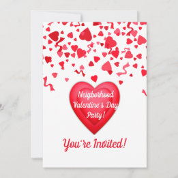 Invitation Saint Valentin Coeurs Confetti Personnalisés