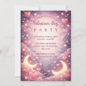 Invitation Saint-Valentin Cœurs de Lune Célestes (Devant)