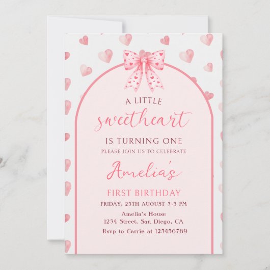 Invitation Saint-Valentin Coeurs roses Anniversaire (Devant)