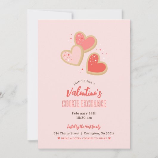 Invitation Saint Valentin Cookie Exchange Party (Devant)