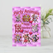 Invitation Saint Valentin Couples dansants "Animaux de fête" (Debout devant)