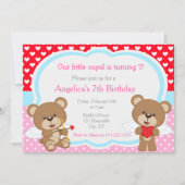 Invitation Saint Valentin Cute Cupid Ours Anniversaire (Devant)