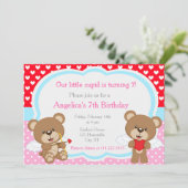 Invitation Saint Valentin Cute Cupid Ours Anniversaire (Debout devant)
