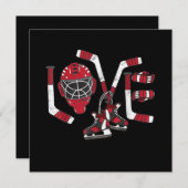 Invitation Saint Valentin de hockey sur glace Amour Cadeau Mi (Devant / Derrière)