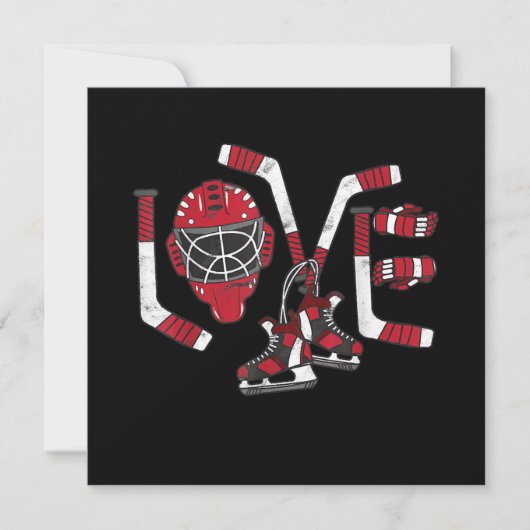 Invitation Saint Valentin de hockey sur glace Amour Cadeau Mi (Devant)