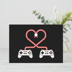 Invitation Saint-Valentin de joueur vidéo avec cœur de manett