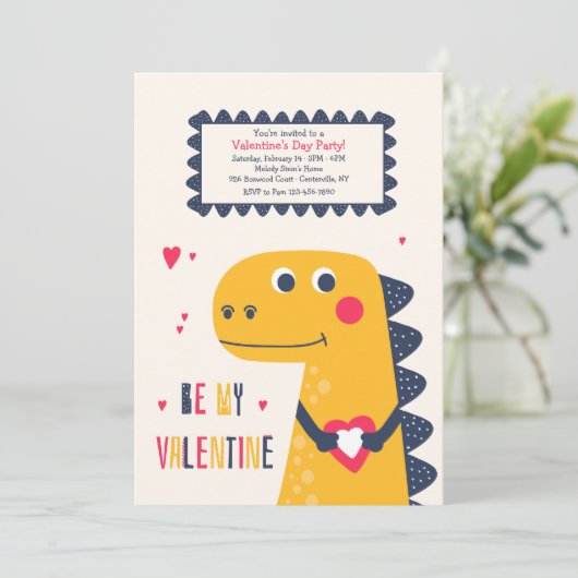 Invitation Saint-Valentin Dino (Debout devant)