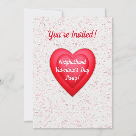 Invitation Saint Valentin Fancy Red Hearts Personnalisé (Devant)