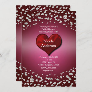 Invitation Saint-Valentin, fête d'anniversaire Coeurs d'argen
