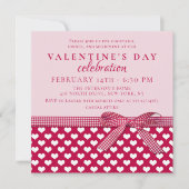 Invitation Saint-Valentin Fête de la Bow rouge (Devant)