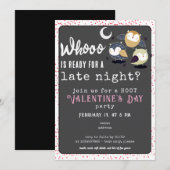 Invitation Saint Valentin Fête de la fin de la nuit Hibou thè (Devant / Derrière)