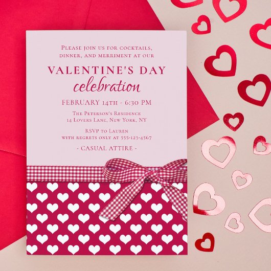 Invitation Saint Valentin Fête de l'amour Coeur Rouge