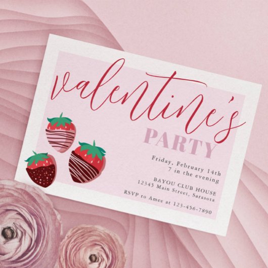 Invitation Saint-Valentin Fête des Fraises de chocolat