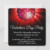 Invitation Saint Valentin Fête Rouge Disco Ball (Devant)