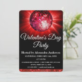 Invitation Saint Valentin Fête Rouge Disco Ball (Debout devant)