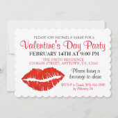 Invitation Saint Valentin Fête Rouge Lèvres Baise à lèvres Ba (Devant)