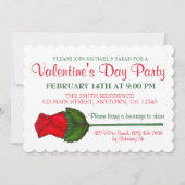 Invitation Saint Valentin Fête Rouge Long Stemmed Rose Amour (Devant)