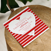 Invitation Saint-Valentin Fête Rouge Stripes Amour Coeur
