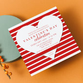 Invitation Saint-Valentin Fête Rouge Stripes Amour Coeur