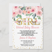 Invitation Saint Valentin Fille Baby shower virtuel pandémiqu (Devant)