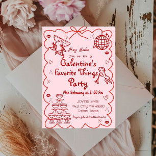 Invitation Saint-Valentin Filles roses tirées à la main Valen