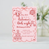 Invitation Saint-Valentin Filles roses tirées à la main Valen (Debout devant)