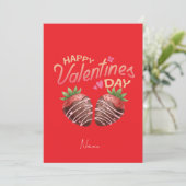 Invitation Saint-Valentin fraise personnalisée  (Debout devant)