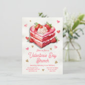 Invitation Saint-Valentin Gâteau aux fraises Brunch de coeur (Debout devant)