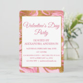 Invitation Saint-Valentin Gold Foil & Hot Pink Marble (Debout devant)