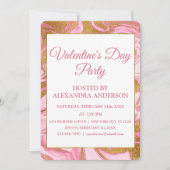 Invitation Saint-Valentin Gold Foil & Hot Pink Marble (Devant)