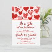 Invitation Saint Valentin le genre révéler amour rose rouge r (Debout devant)