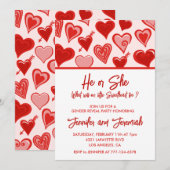 Invitation Saint Valentin le genre révéler amour rose rouge r (Devant / Derrière)